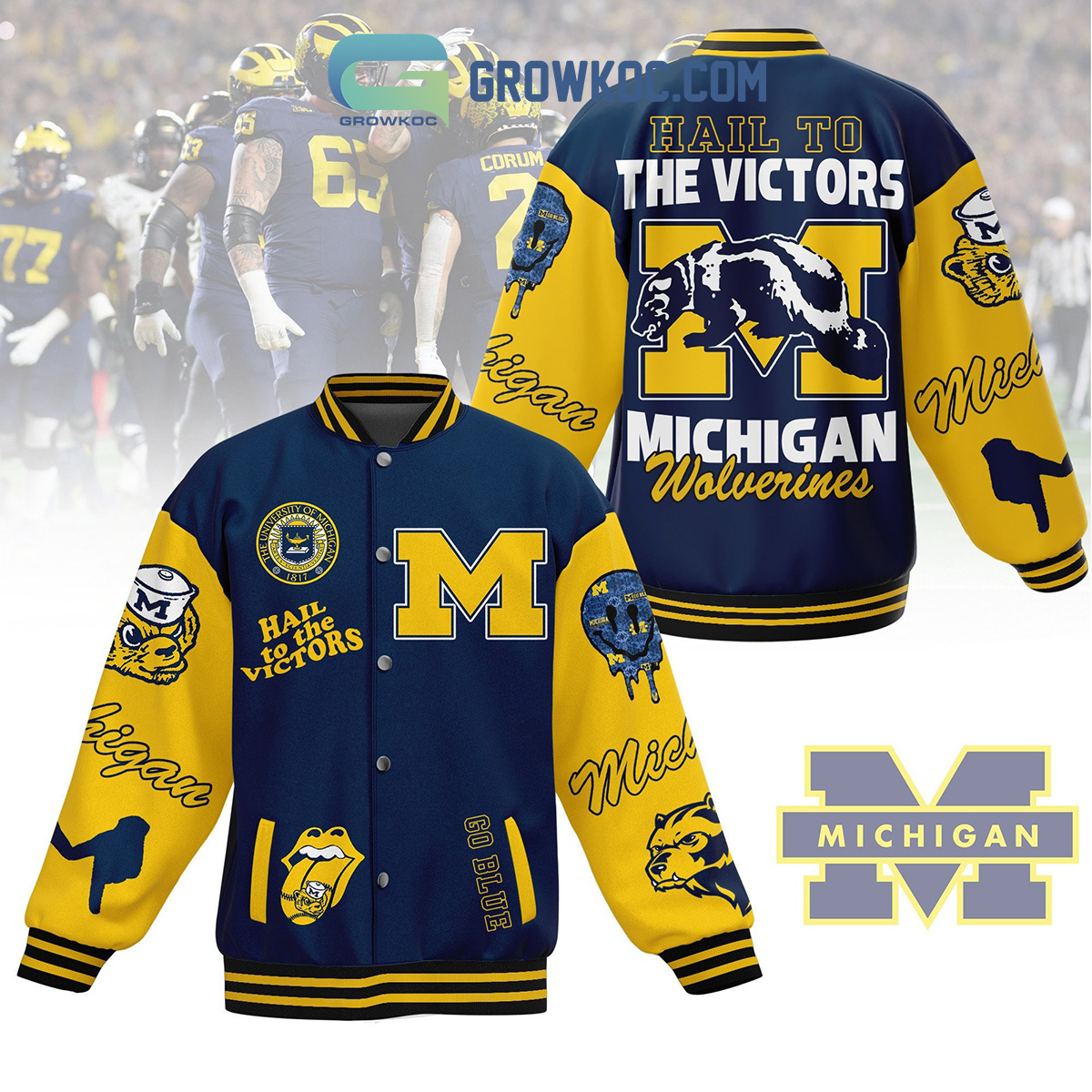Hail To The Victor Michigan Wolverines Baseball Jacket2B1 4eGcy