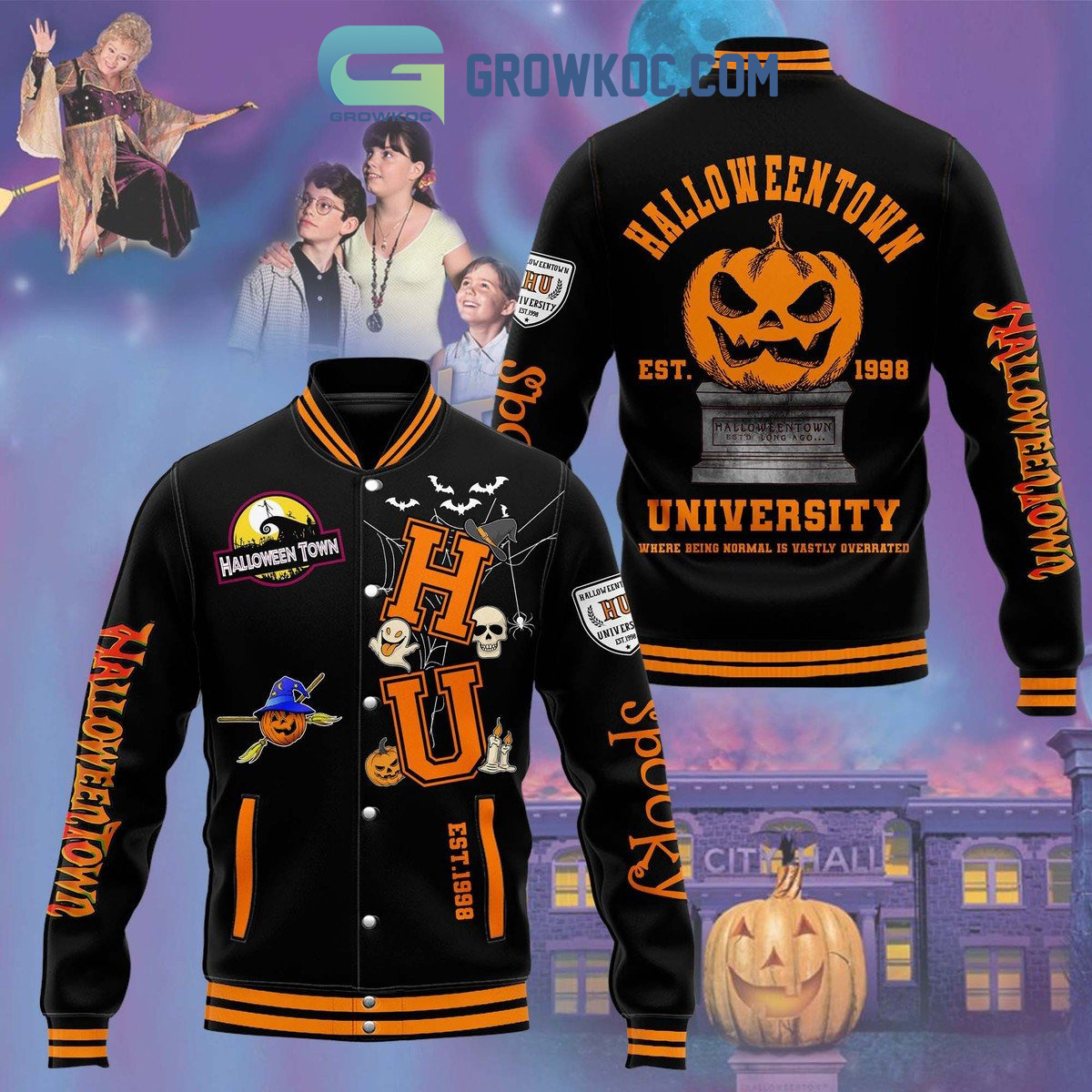 Halloween Town EST 1998 University Baseball Jacket2B1 X9ZKP