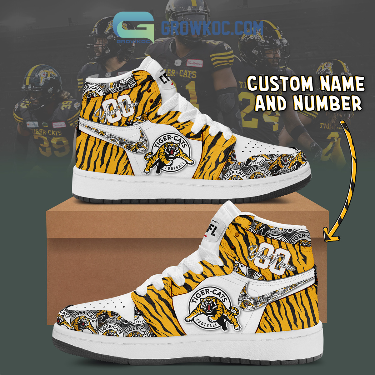 Hamilton Tiger Cats Personalized Air Jordan 1 Shoes2B1 nz7cb