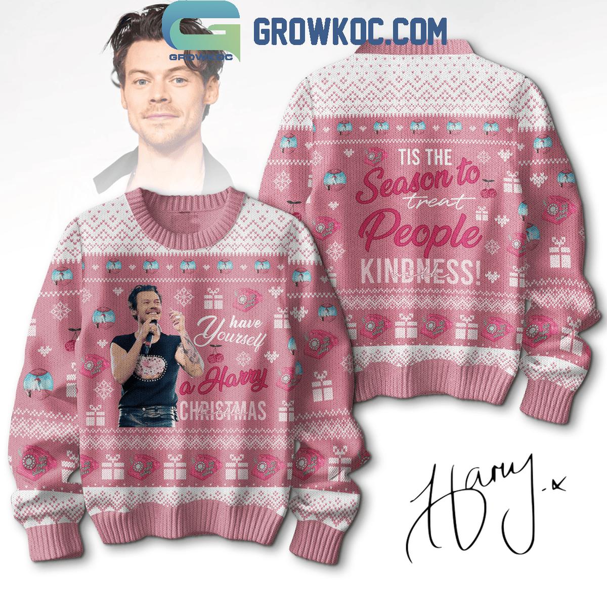 Harry Styles Tis The Season To Trat People With Kindness Christmas Ugly Sweater 1 bJE3r