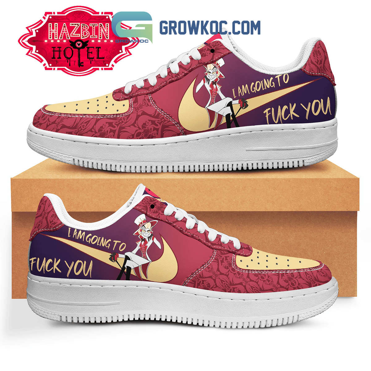 Hazbin Hotel I Am Going To Freak You Black And Red Air Force 1 Shoes2B1 4EMfM