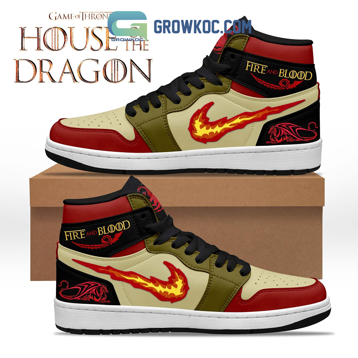 House Of The Dragon Fire And Blood Air Jordan 1 Shoe2B1 BBd3x