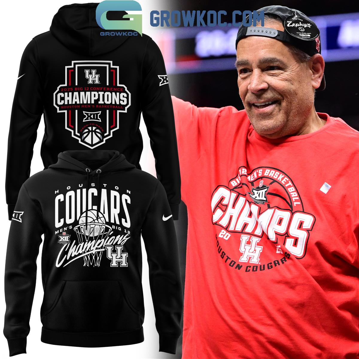 Houston Cougars Mens Basketball Big 12 Champions Hoodie T Shirt 1 4EseI