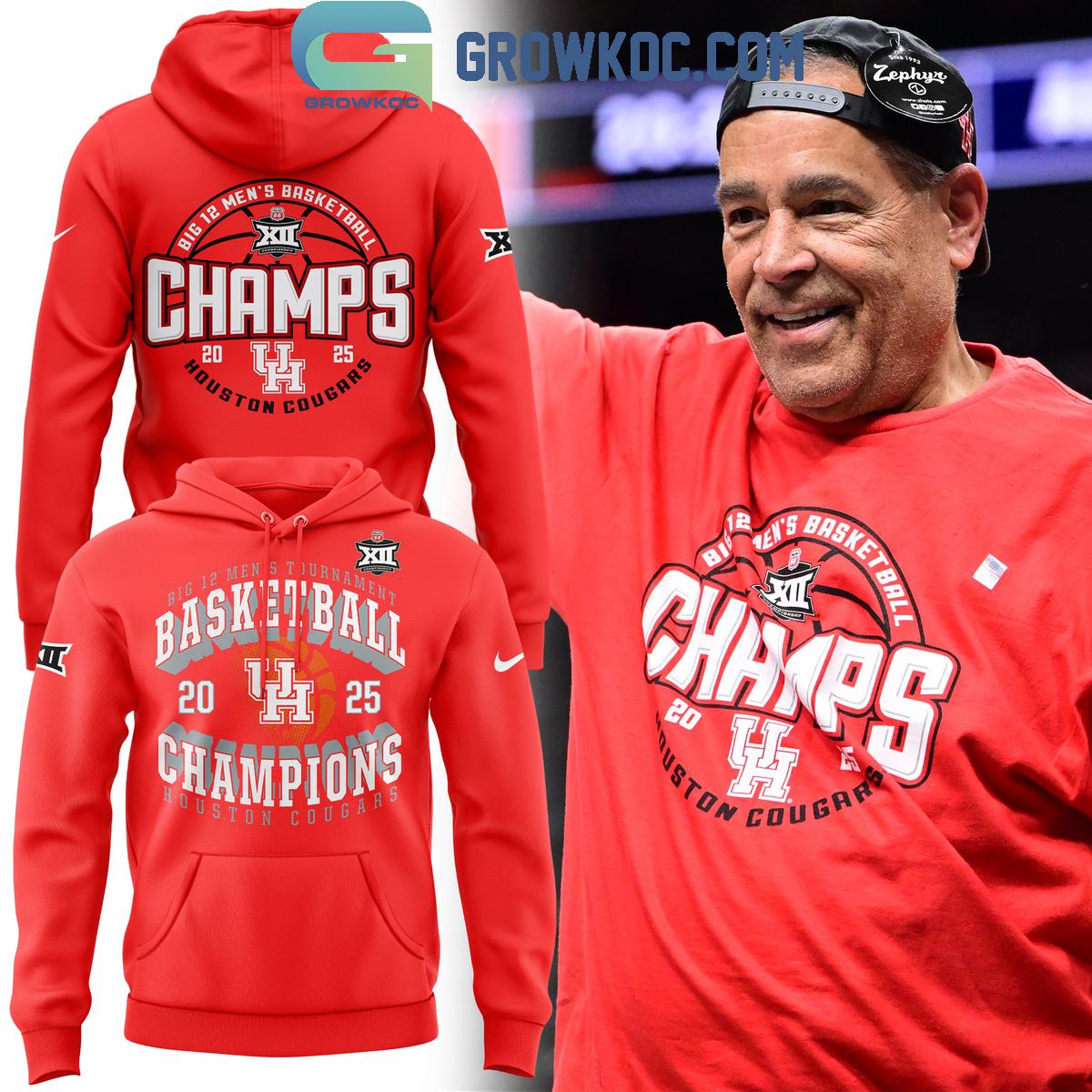 Houston Cougars Mens Basketball champions Big 12 2025 Red Hoodie T Shirt 1 Ippt8