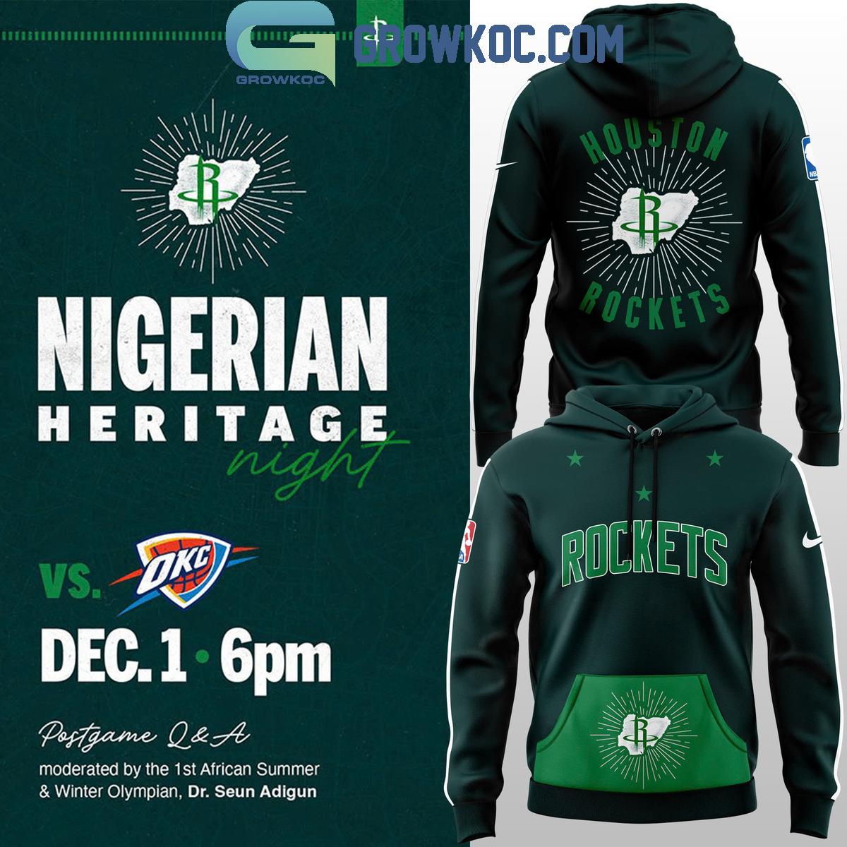 Houston Rockets 2024 Nigerian Heritage Night Hoodie T Shirt 1 kw0DF