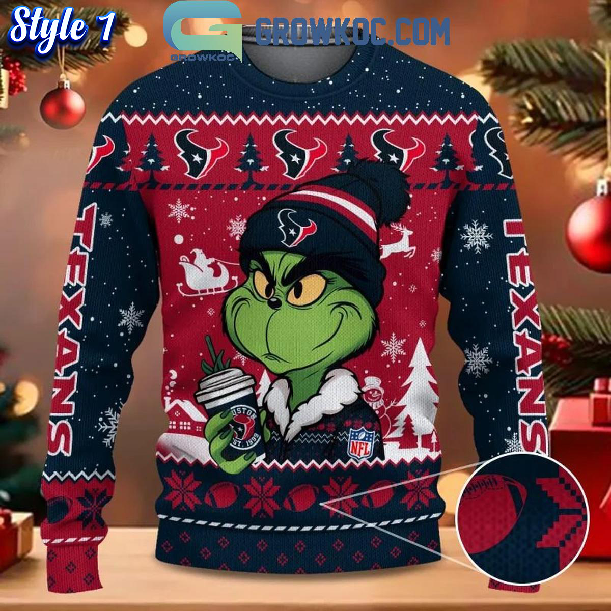 Houston Texans Grinch Stolen Christmas 2024 Grinchmas Ugly Sweater 1 3Qu6S 1