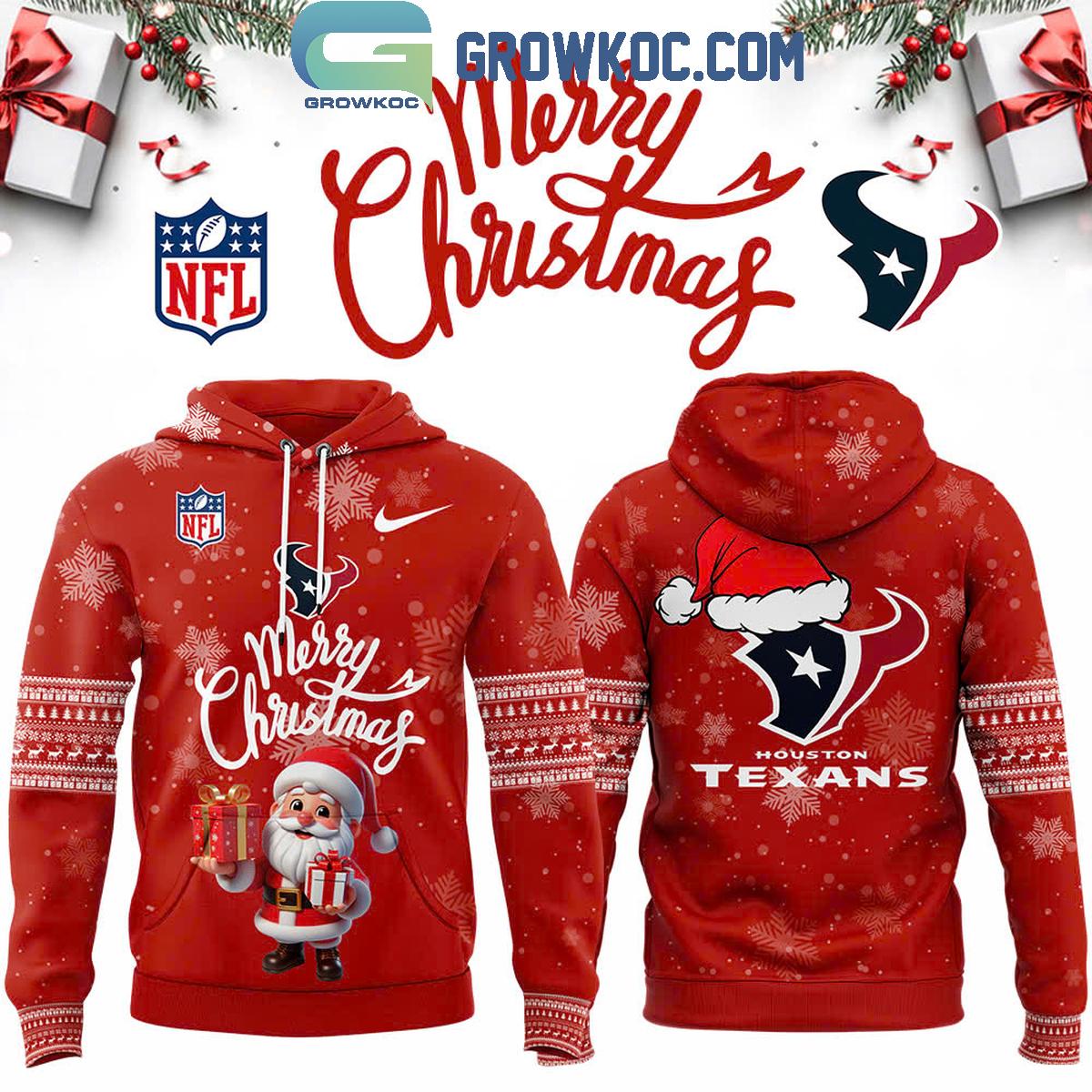 Houston Texans Santa Claus 2024 Merry Christmas Festive Hoodie T Shirt 1 a3m2p