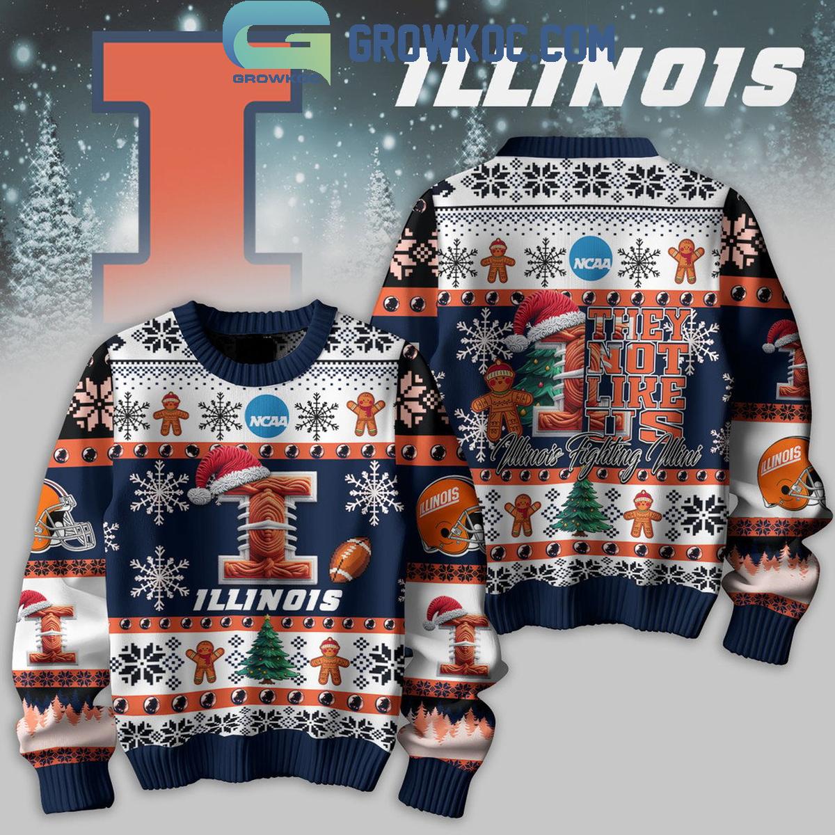 Illinois Fighting Illini Football They Not Like Us Christmas Ugly Sweater 1 zOlWg