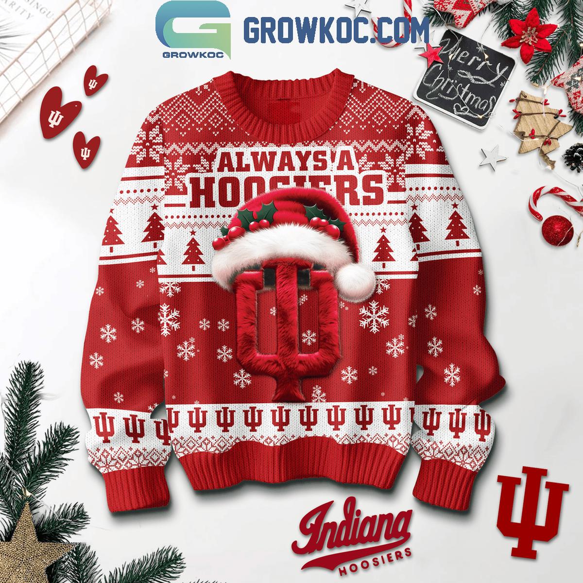 Indiana Hoosiers Always A Hoosiers Christmas Ugly Sweater 1 dhh5S