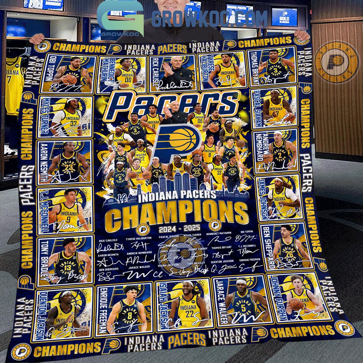 Indiana Pacers NBA Finals Champions 2025 Fleece Blanket Quilt 1 bThVX