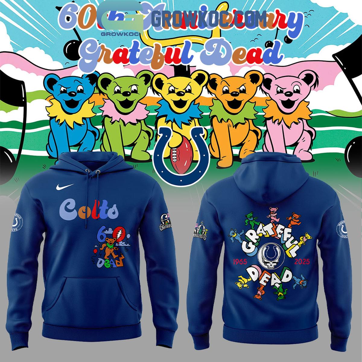 Indianapolis Colts 60th Anniversary Birthday Grateful Dead Hoodie Shirt 1 EBpNw