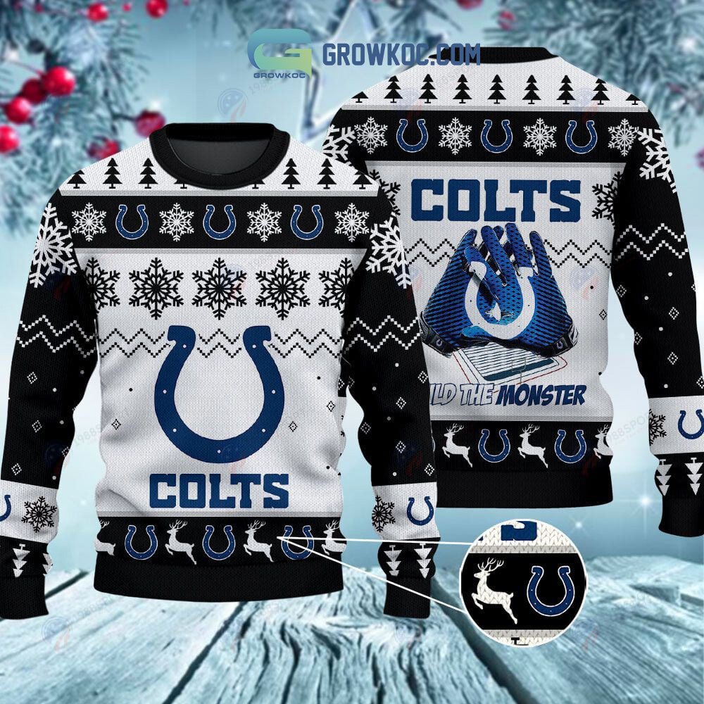 Indianapolis Colts Build The Monster Christmas Ugly Sweater2B1 sYIZR