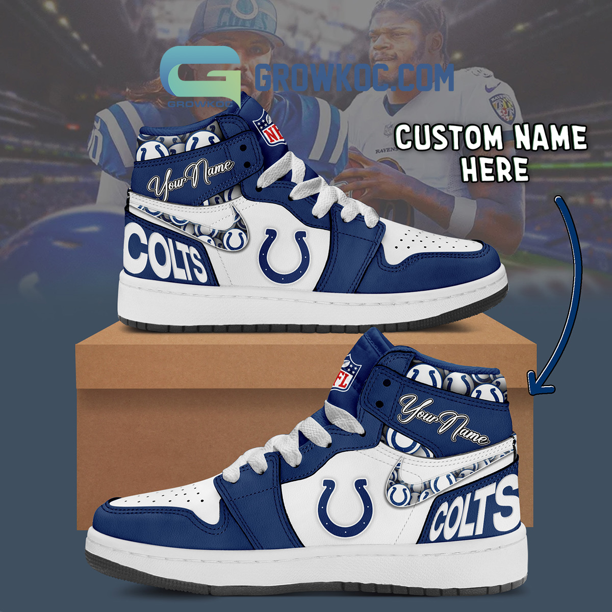 Indianapolis Colts Personalized Air Jordan 1 High Top Shoes Sneakers2B1 Kv5IE