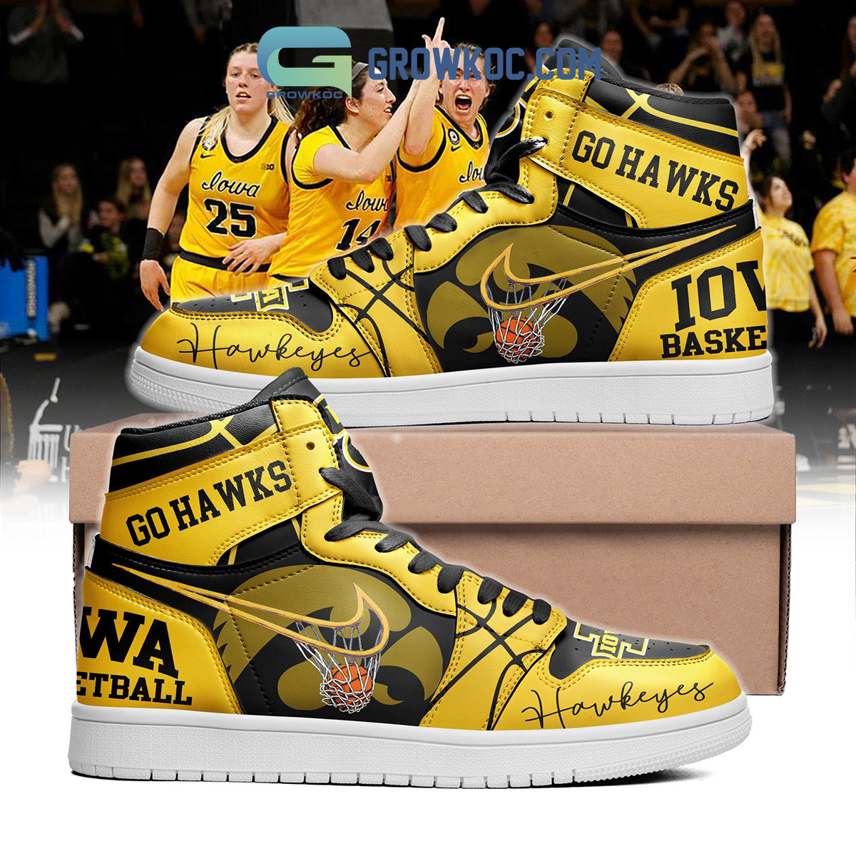 Iowa Hawkeyes Basketball Go Hawks Air Jordan 1 Shoes 2B1 alSlt