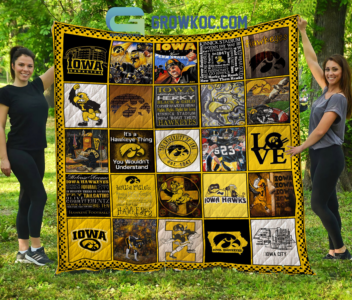 Iowa Hawkeyes NCAA Collection Design Fleece Blanket Quilt2B1 GBKiB