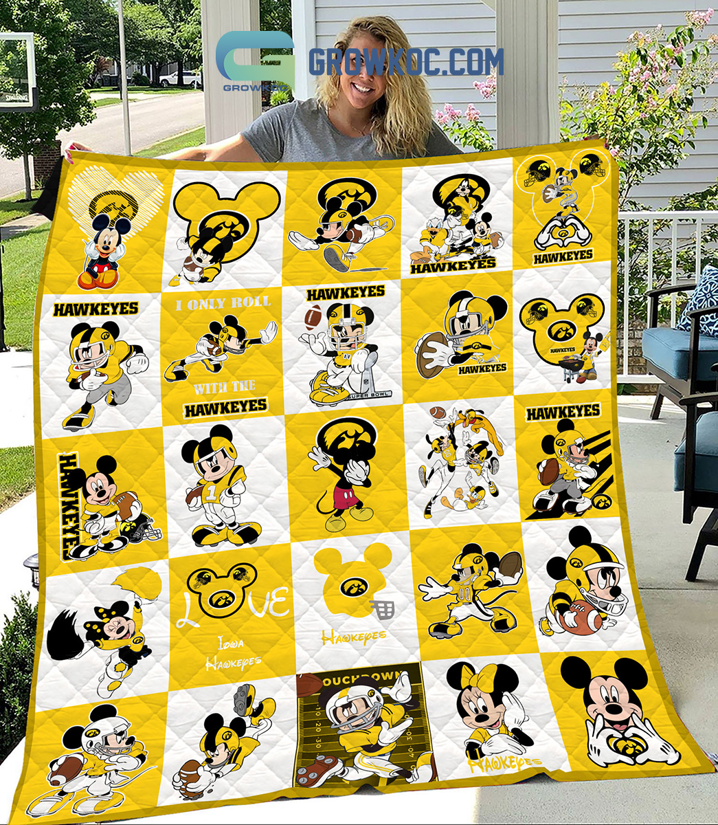 Iowa Hawkeyes NCAA Mickey Disney Fleece Blanket Quilt2B1 Qnaw3 Iowa Hawkeyes NCAA Mickey Disney Fleece Blanket Quilt2B1 Qnaw3