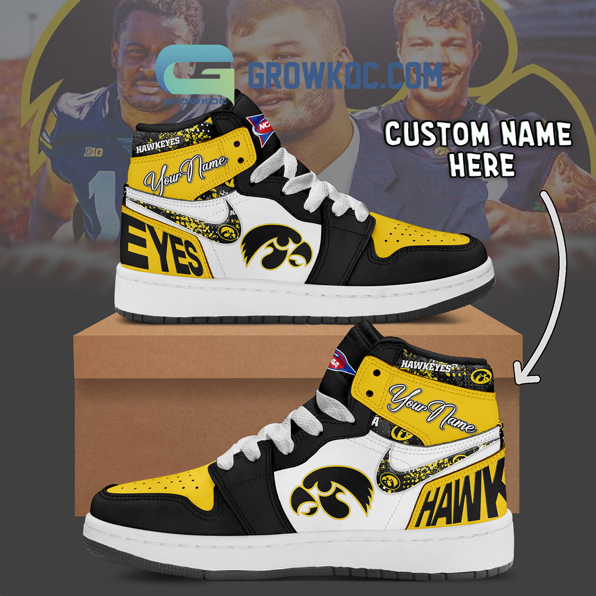 Iowa Hawkeyes NCAA Personalized Air Jordan 1 Shoes2B1 v8USt
