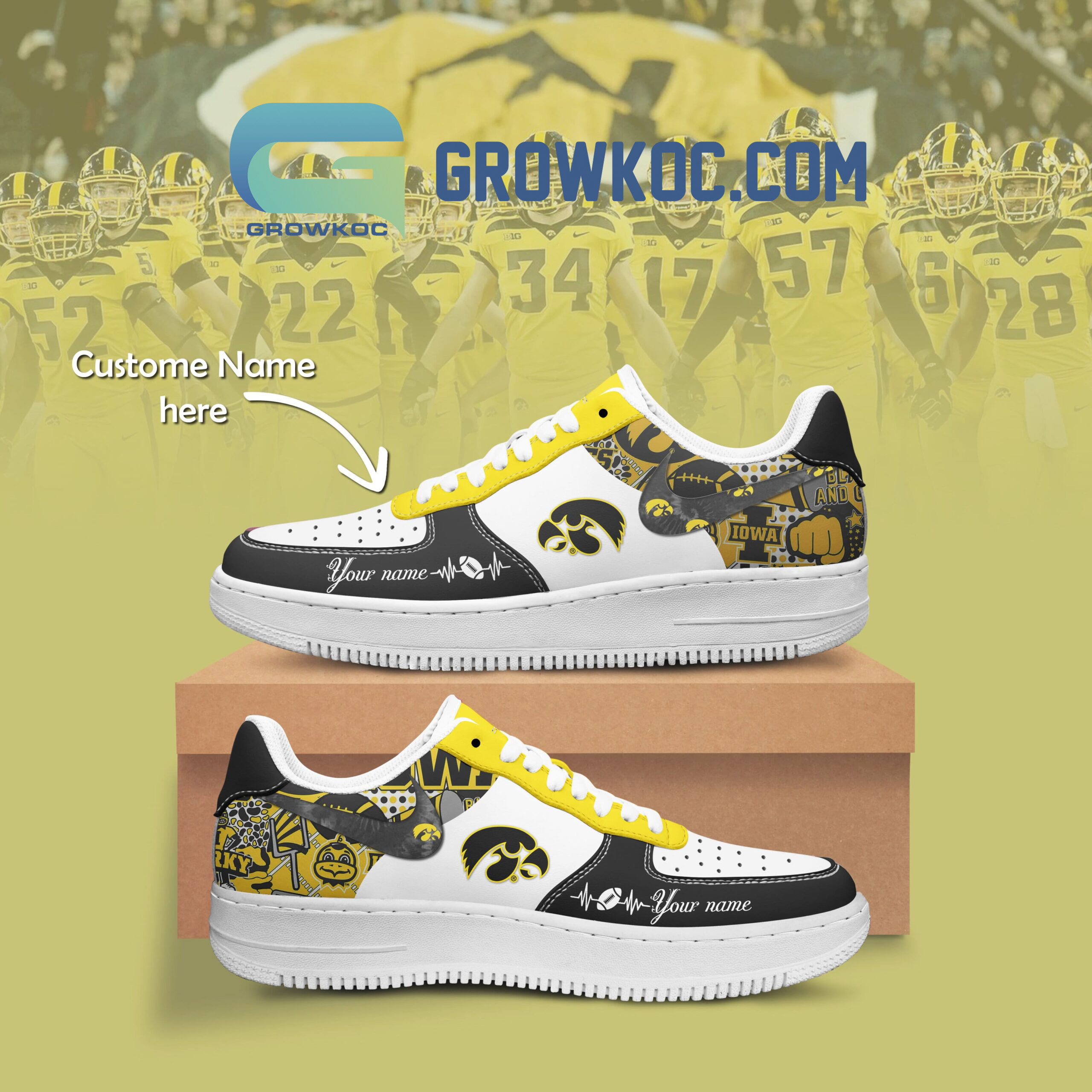 Iowa Hawkeyes Personalized Air Force 1 Shoes2B1 vZJkF