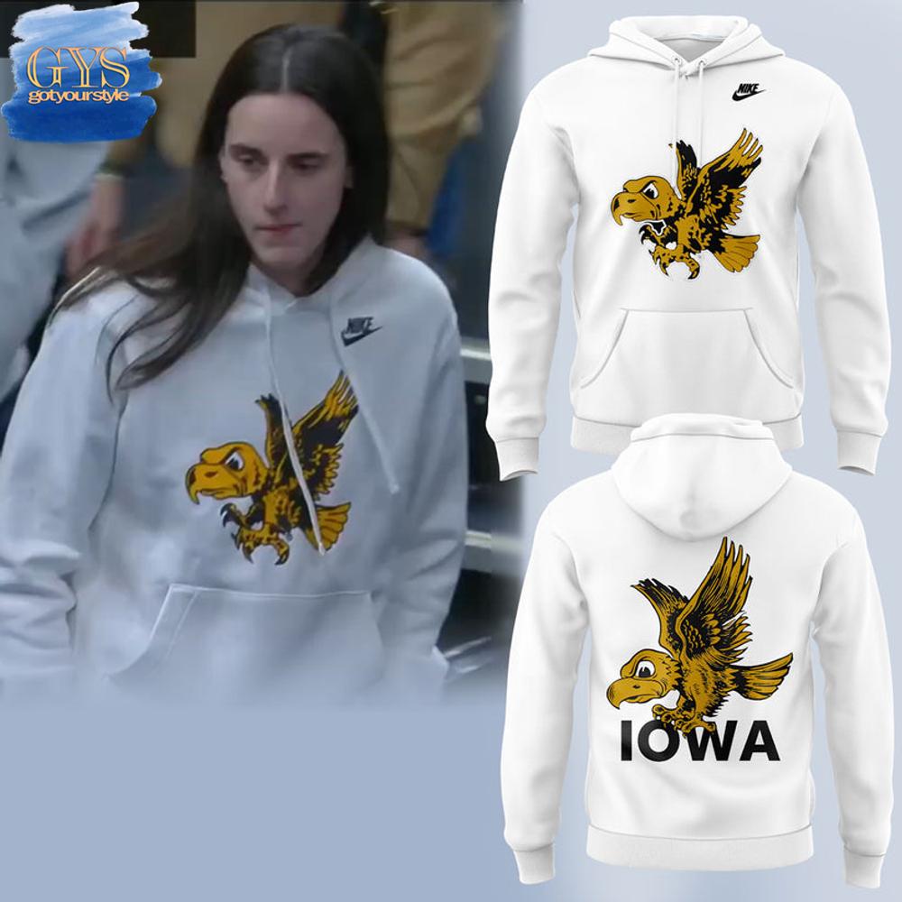 Iowa Mens Basketball White Iowa Hawkeyes Legacy Logo Club Hoodie 1