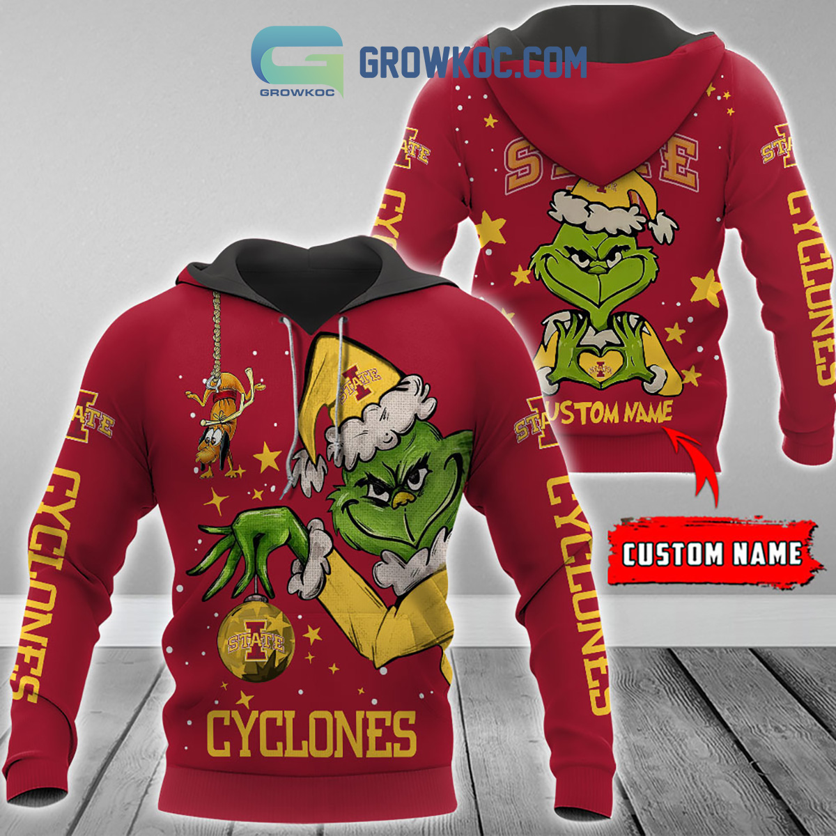 Iowa State Cyclones Grinch Christmas Personalized NCAA Hoodie Shirts2B1 KNHiR