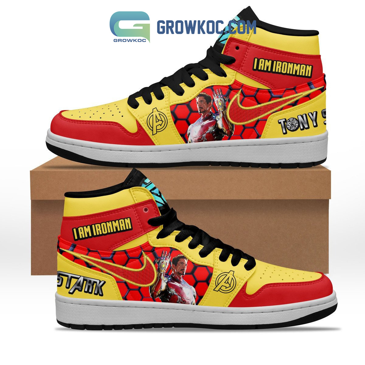 Iron Man Marvel Tony Stark Fan Air Jordan 1 Shoes2B1 PbWT3