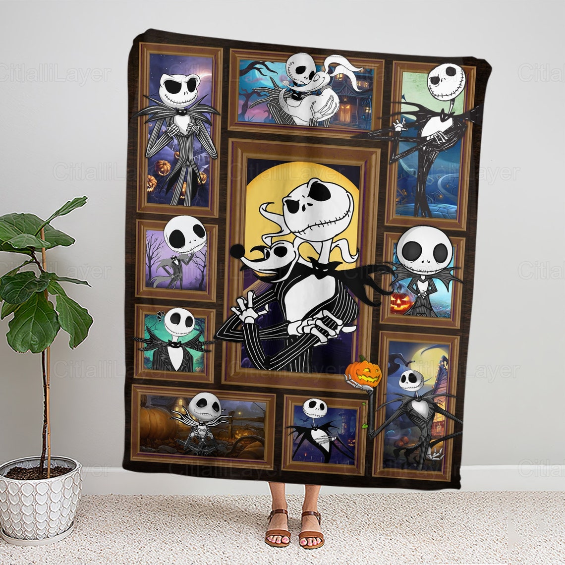 Jack Skellington Quilt Jack Skellington Lover Gift Horror Movie Gift Horror Movie Quilts Bedroom Decor Horror Quilt Gift For Him 0
