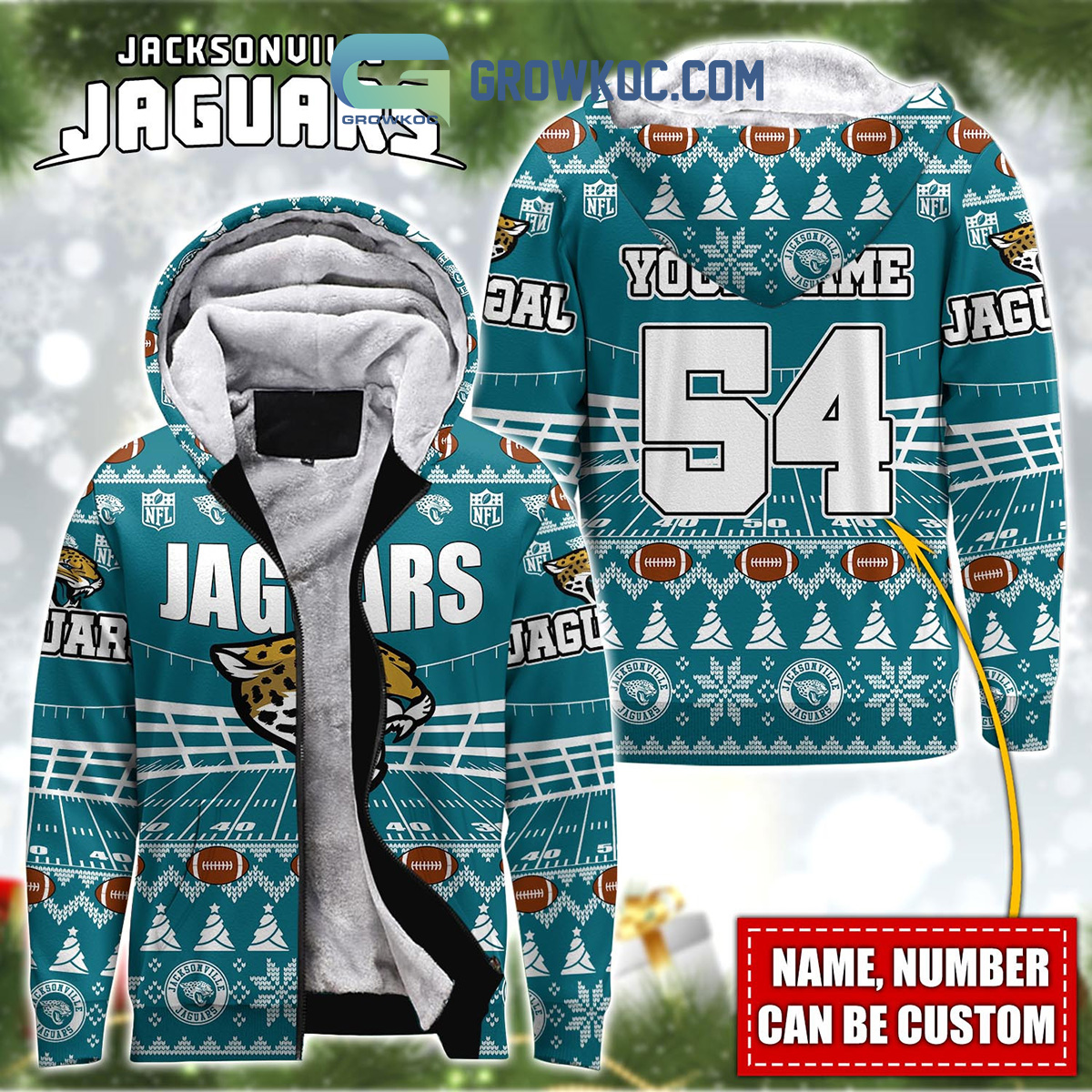 Jacksonville Jaguars NFL Christmas Personalized Hoodie Zipper Fleece Jacket2B1 W0uNt