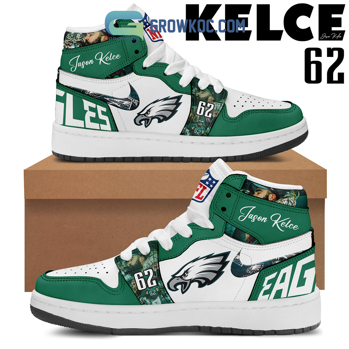 Jason Kelce Philadelphia Eagles Legend Air Jordan 1 Shoes Green Design2B1 S2cps