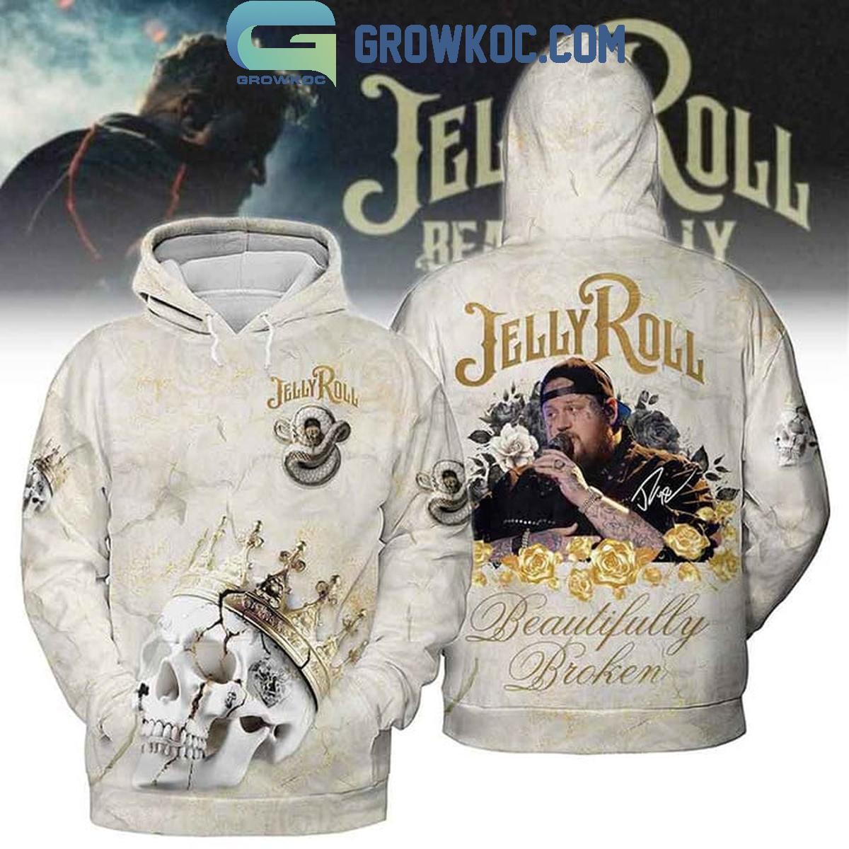 Jelly Roll Beautifully Broken Golden Crown Hoodie T Shirt 1 ZljLr