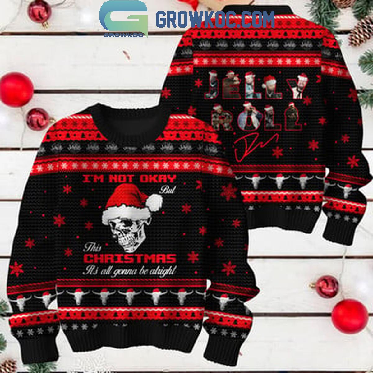 Jelly Roll Im Not Okay This Christmas Its All Gonna Be Alright 2024 Ugly Sweater 1 FmjSF