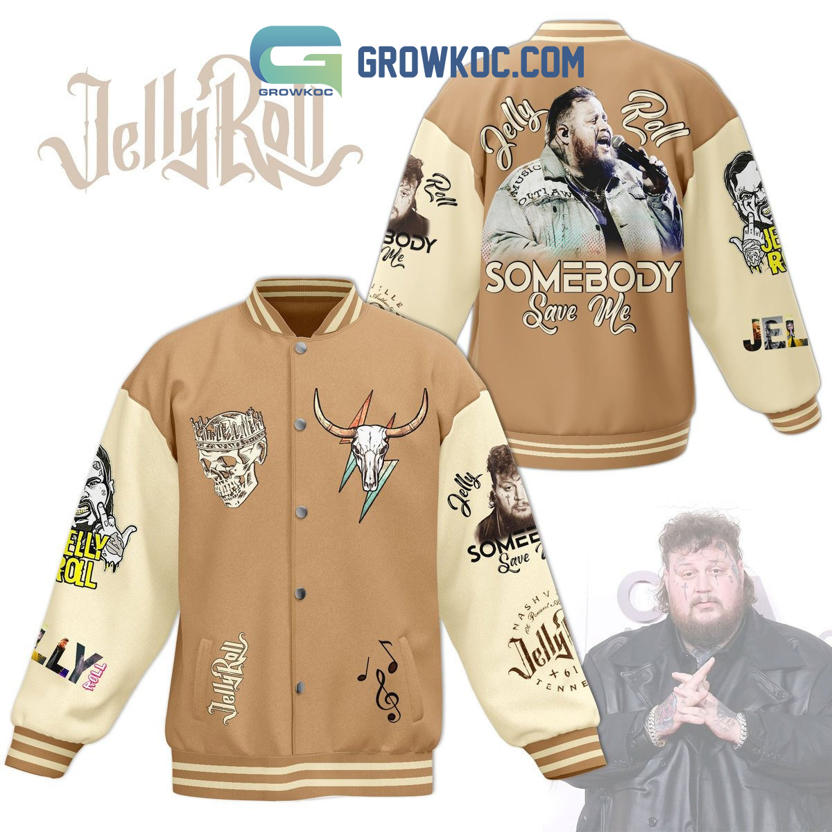 Jelly Roll Somebody Save Me Baseball Jacket2B1 y6plU