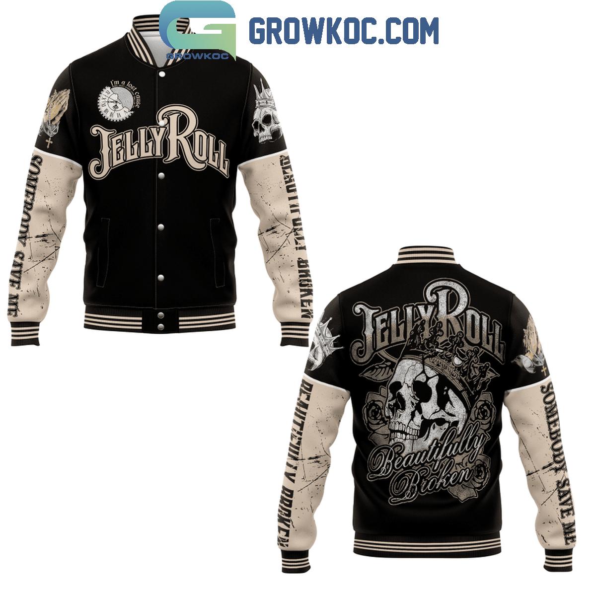 Jelly Roll Somebody Save Me From Beautifully Broken Baseball Jacket 1 tvqqX