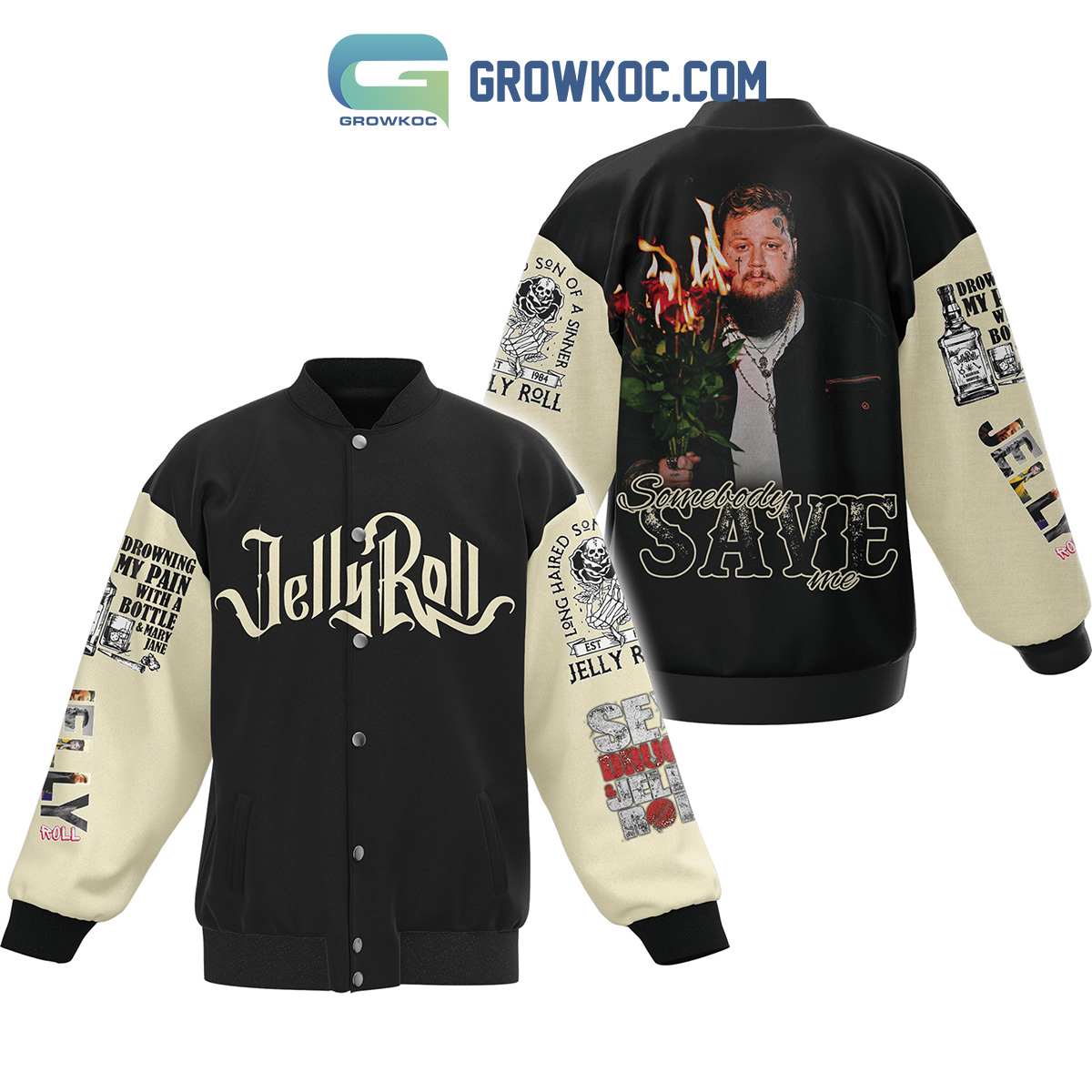 Jelly Roll Somebody Save Me Son Of The Sinner Baseball Jacket2B1 L5jML