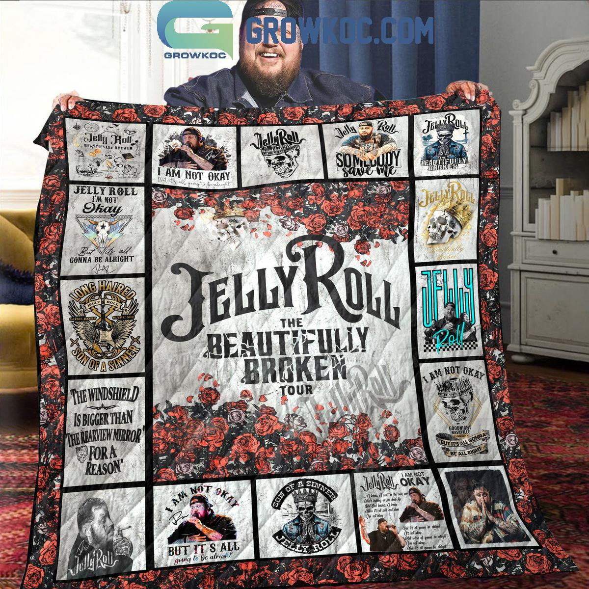 Jelly Roll The Beautifully Broken Tour 2024 Save Me Fleece Blanket Quilt 1 Cxild