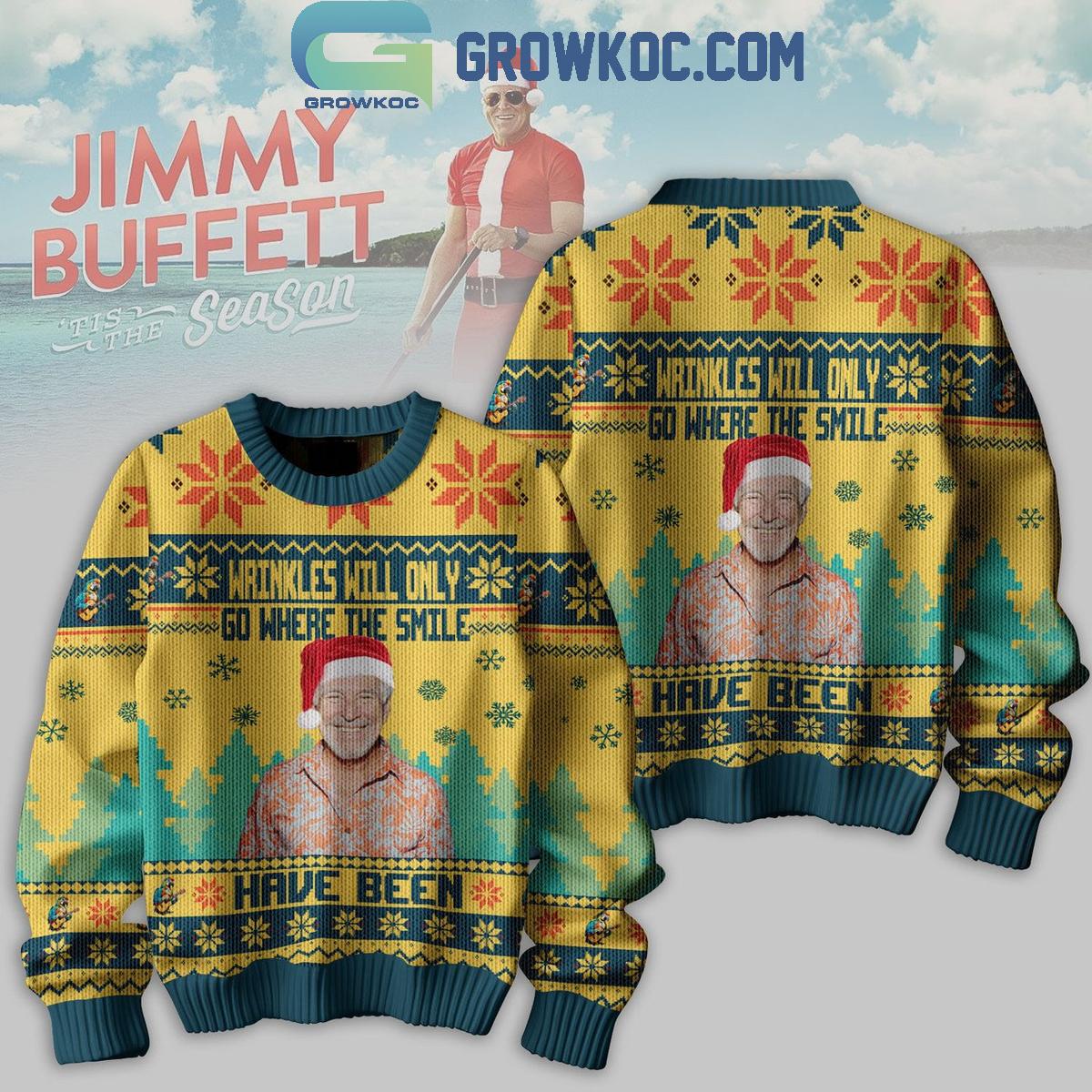 Jimmy Buffett Wrinkles Will Only Go Where The Smiles Have Been Christmas Ugly Sweater 1 Aoy8f