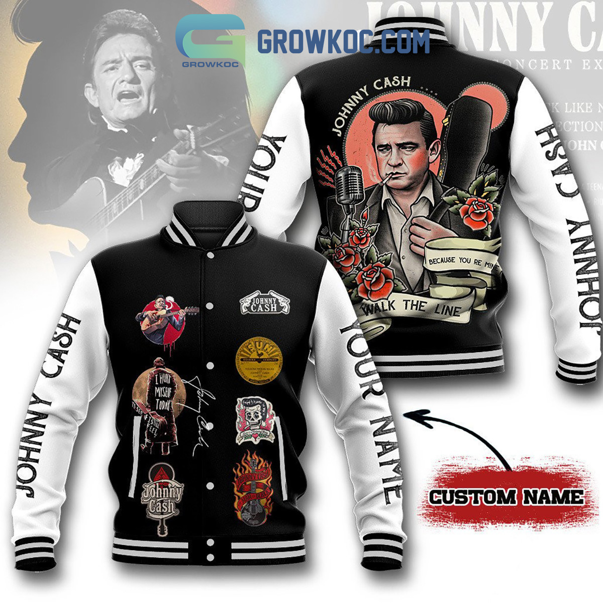 Johnny Cash Because Youre Mine I Walk The Line Baseball Jacket2B1 OnUsi