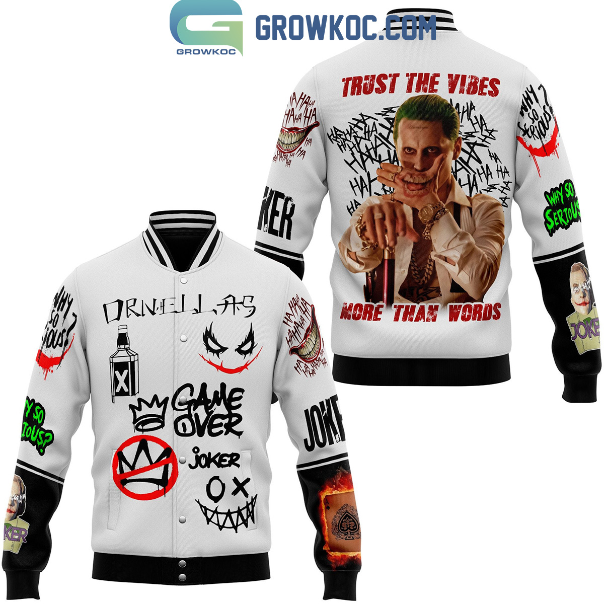 Joker Trust The Vibes More Than Words Baseball Jacket2B1 7fejj