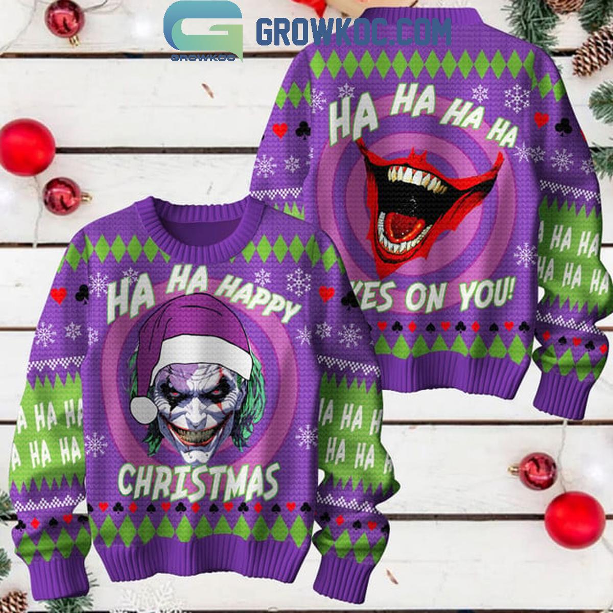 Jokers DC Comics Happy Christmas Hahaha Jokes On You Ugly Sweater 1 pmCO0