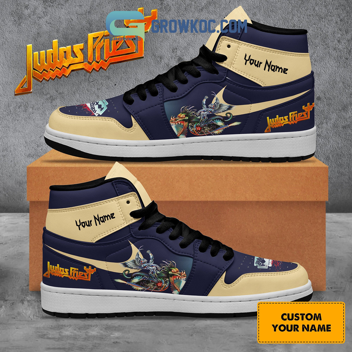 Judas Priest The Serpent And The King Personalized Black Design Air Jordan 1 Shoes2B1 RVQ1b