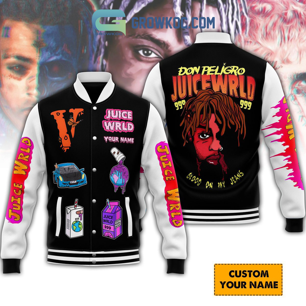 Juice Wrld Don Peligro Personalized Baseball Jacket2B1 ayvZx