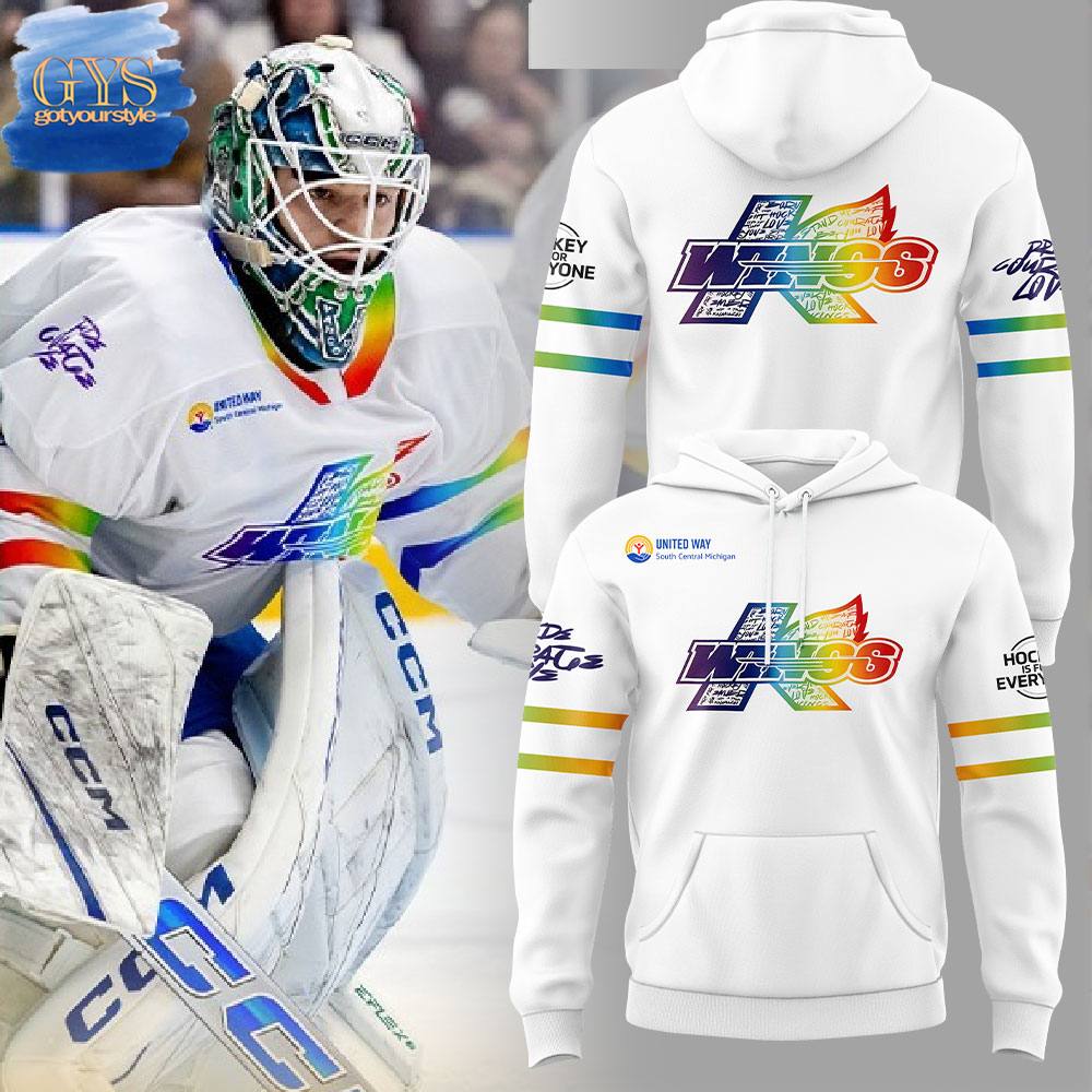 Kalamazoo Wings Uniform Rainbow Ice Hoodie 1