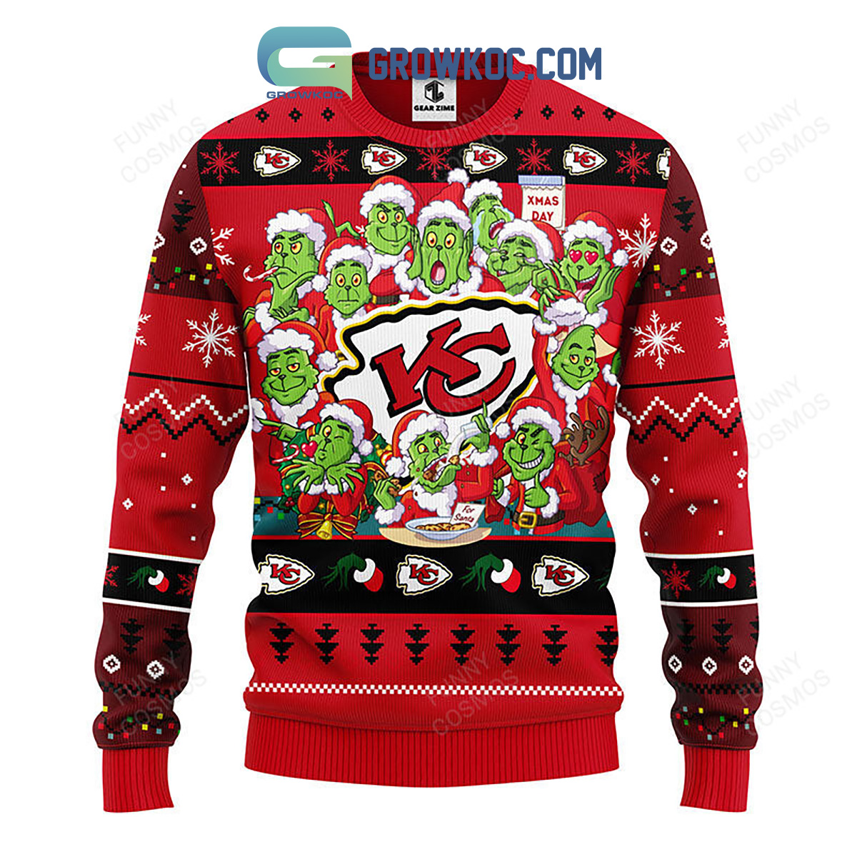 Kansas City Chiefs 12 Grinch Xmas Day Christmas Ugly Sweater2B1 Cifwx