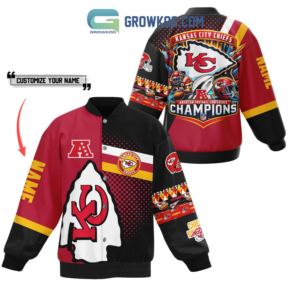 Kansas City Chiefs AFC Champions Personalized Baseball Jacket2B1 eOWVF