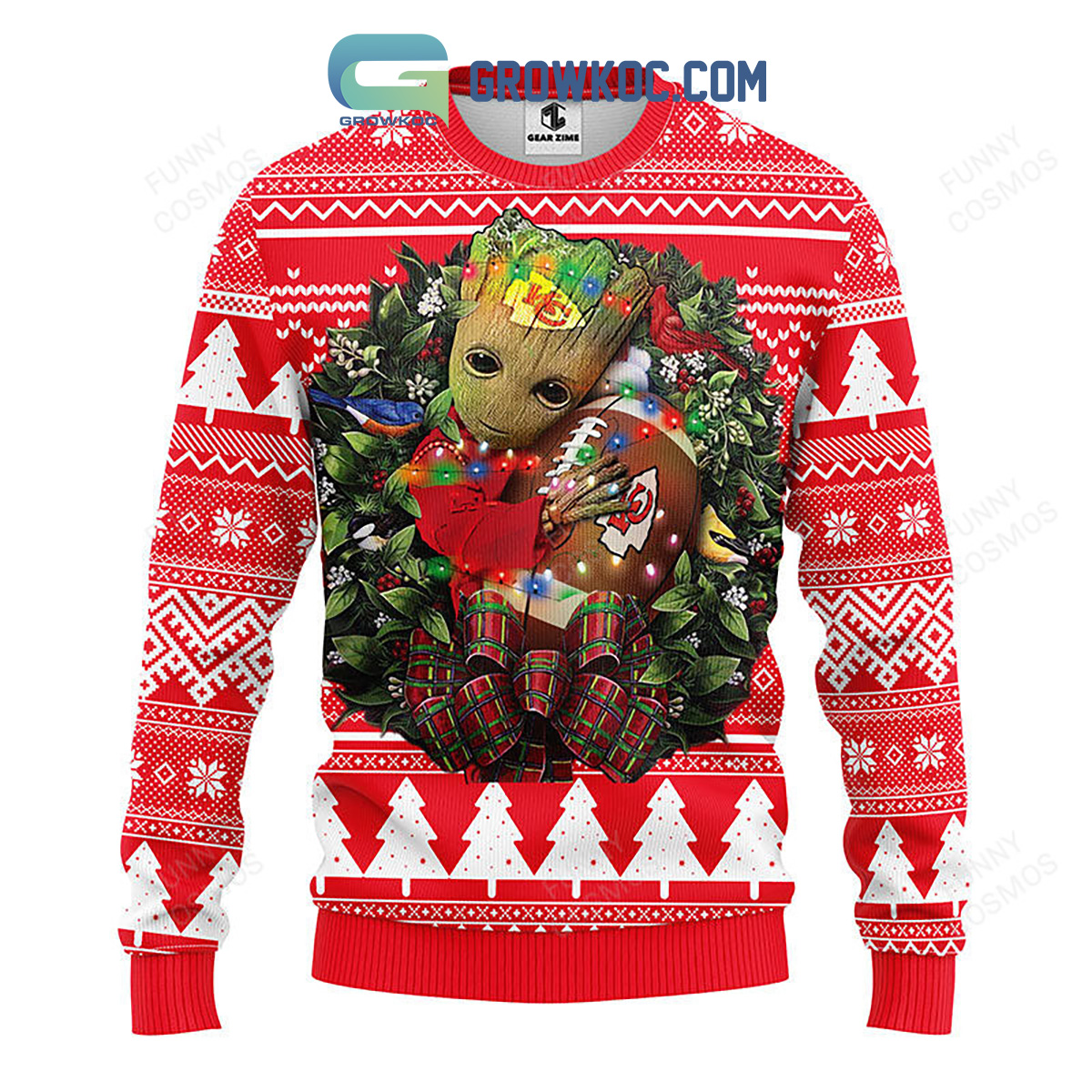 Kansas City Chiefs Groot Hug Christmas Ugly Sweater2B1 S3z3b