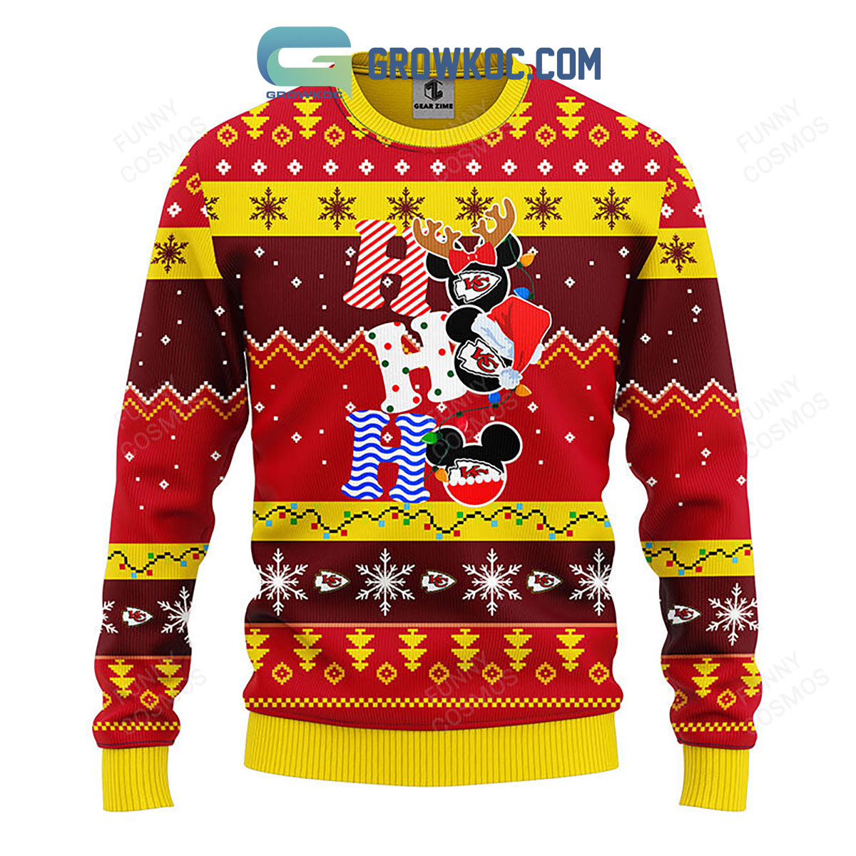 Kansas City Chiefs HoHoHo Mickey Christmas Ugly Sweater2B1 ZSZg4