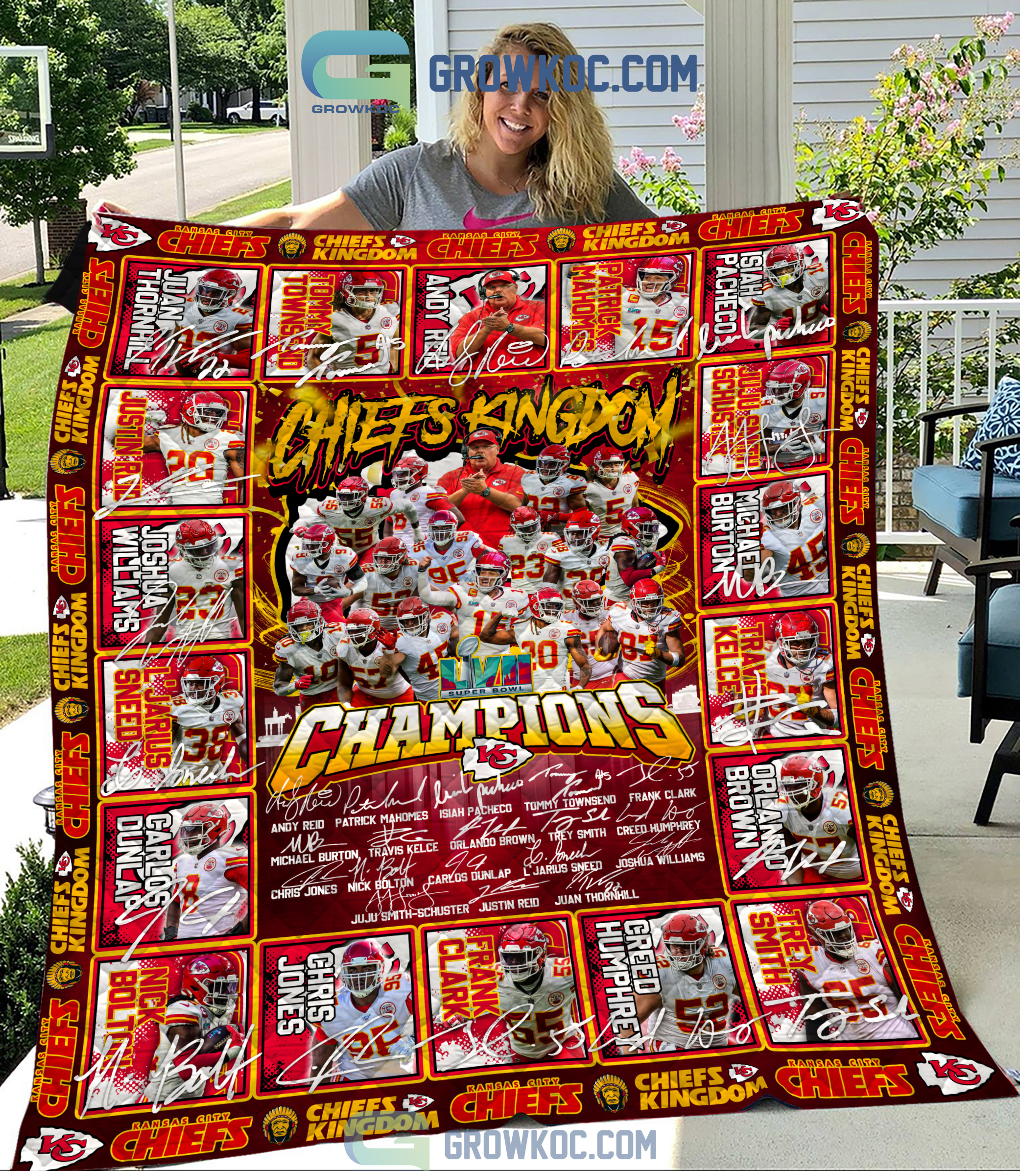 Kansas City Chiefs Kingdom NFL Super Bowl LVII Champions Fleece Blanket Quilt2B01 b3toj