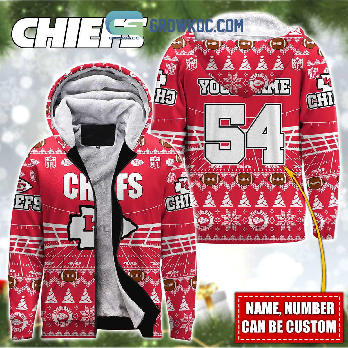 Kansas City Chiefs NFL Christmas Personalized Hoodie Zipper Fleece Jacket2B1 t7P99