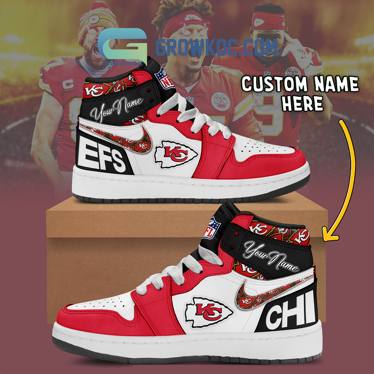 Kansas City Chiefs Personalized Air Jordan 1 High Top Shoes Sneakers2B1 v7zzc