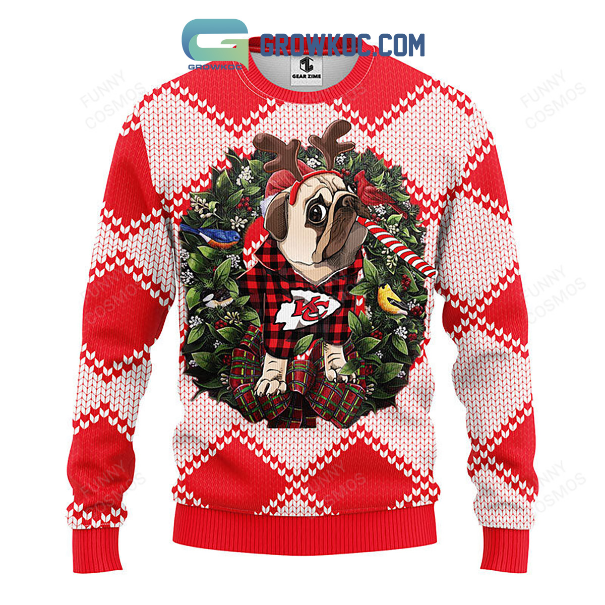 Kansas City Chiefs Pub Dog Christmas Ugly Sweater2B1 amzCu