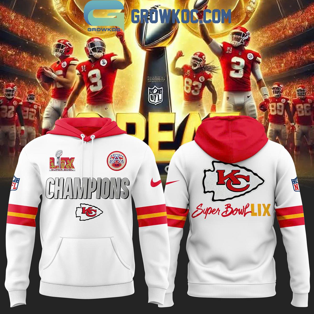 Kansas City Chiefs Super Bowl LIX White Hoodie T Shirt 1 cbm8f